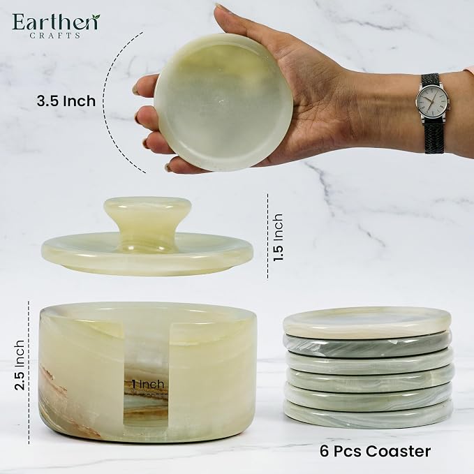 Cream Onyx Marble Coasters Set of 6 - Image 3