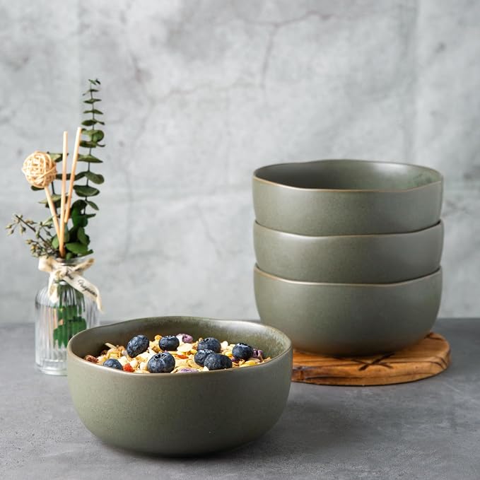 AmorArc Stoneware Cereal Bowls for Kitchen, 28oz Large Ceramic Soup Bowls Set - Image 3