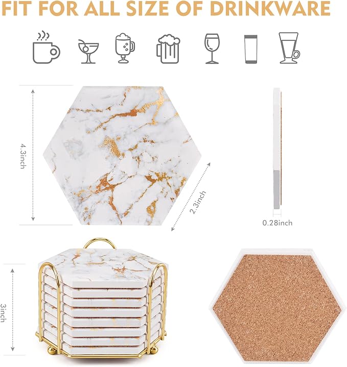 Marble Coaster Set for Table Protection, Home Decor, Bar Coasters - Image 4