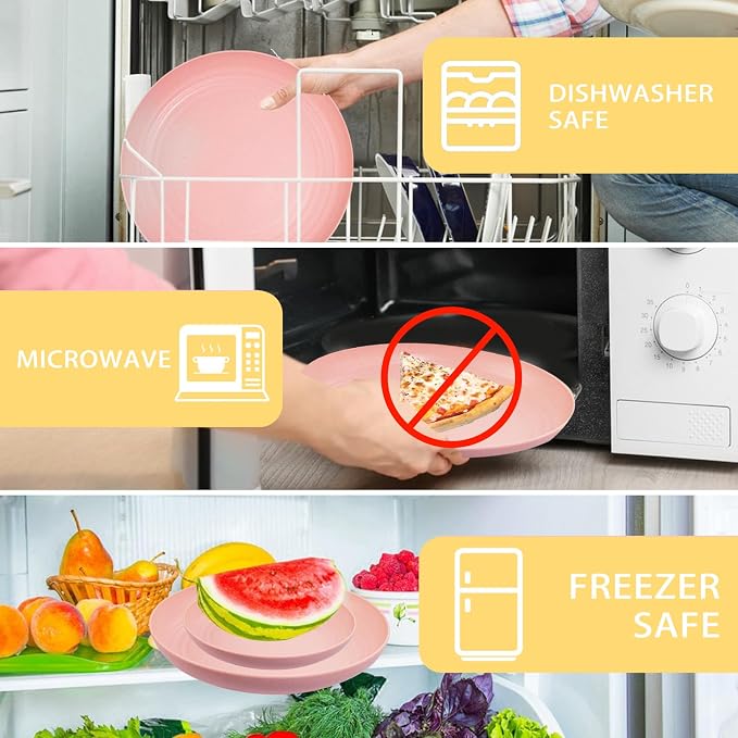 32Pcs Pink Plates and Bowls Sets - Image 6