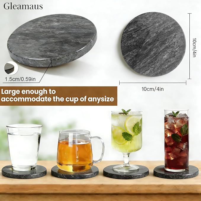 Natural Marble Coasters, Round Costers, Luxury Aesthetic Modern Decor - Image 4