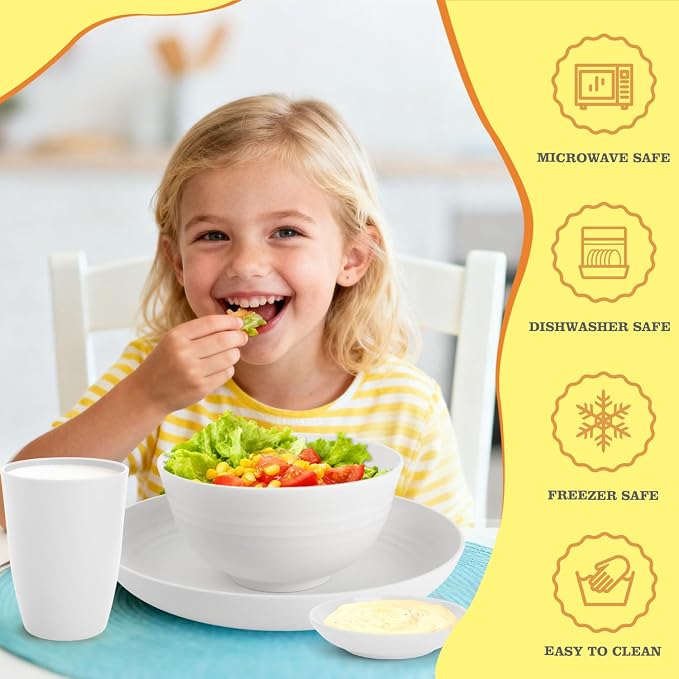 Wheat Straw Plates and Bowls Sets of 16，Unbreakable Dinnerware Sets - Image 4