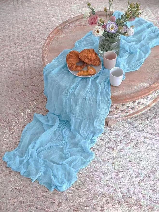 12Pack Baby Blue Cheesecloth Table Runner 20 x 120 inch Gauze Table Runner | - Image 3