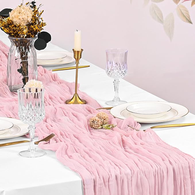 10 Pack Light Pink Cheesecloth Table Runner 17x108 Inch Boho Gauze Cheese Cloth - Image 5