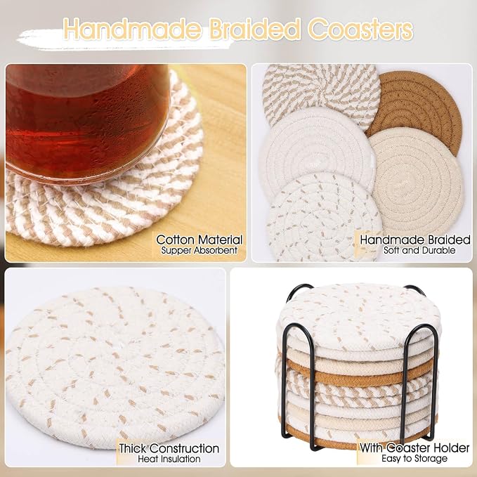 Billbotk 10 Pieces Boho Coasters - Image 4