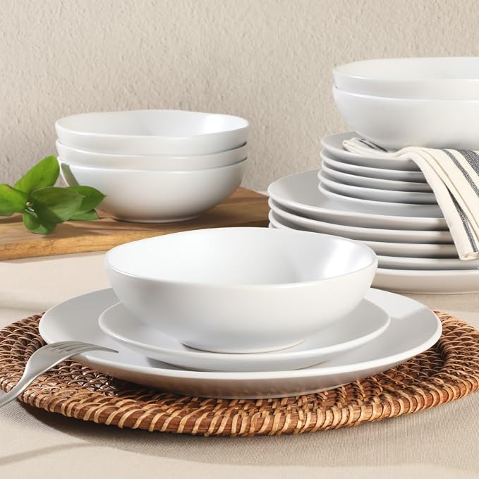 Gibson Home Bethel 18 Piece Plates and Bowls Ceramic Stoneware Organic Shape - Image 2