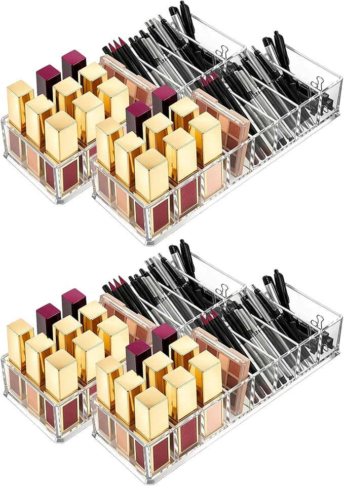 Foraineam 4 Pack Acrylic Compact Organizer Cosmetics Beauty Care Powder Holder - Image 8