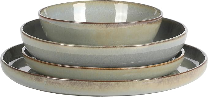 Gibson Elite Berea 16 Piece Plates and Bowls Reactive Glaze Round Dishes - Image 7