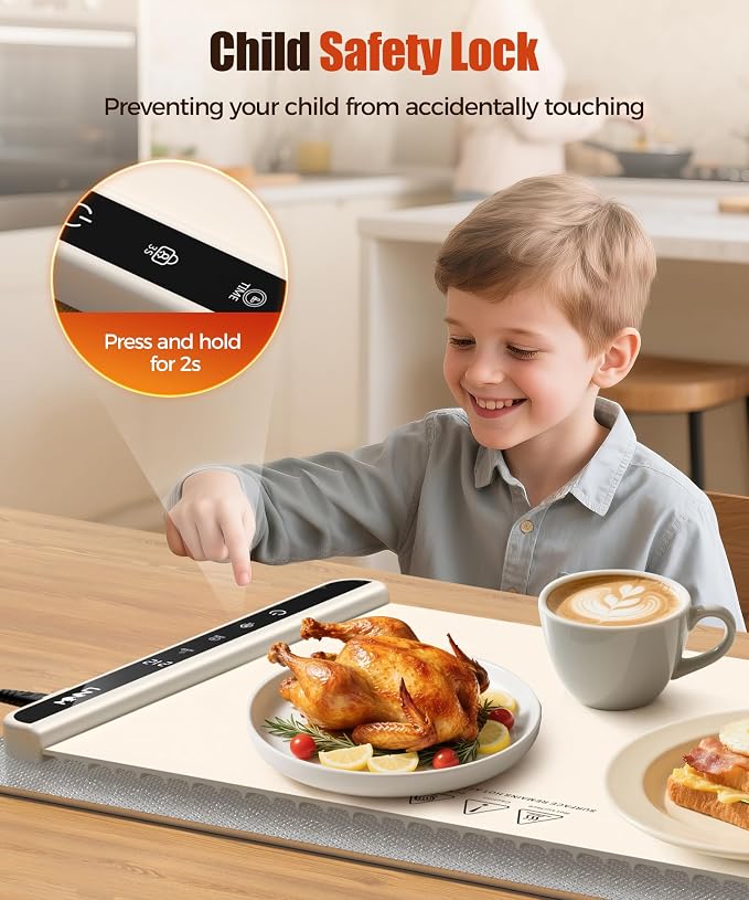 Warming Mat for Food, 26x15 Inch, Off White, Fast Heat, Child Lock | Includes - Image 7