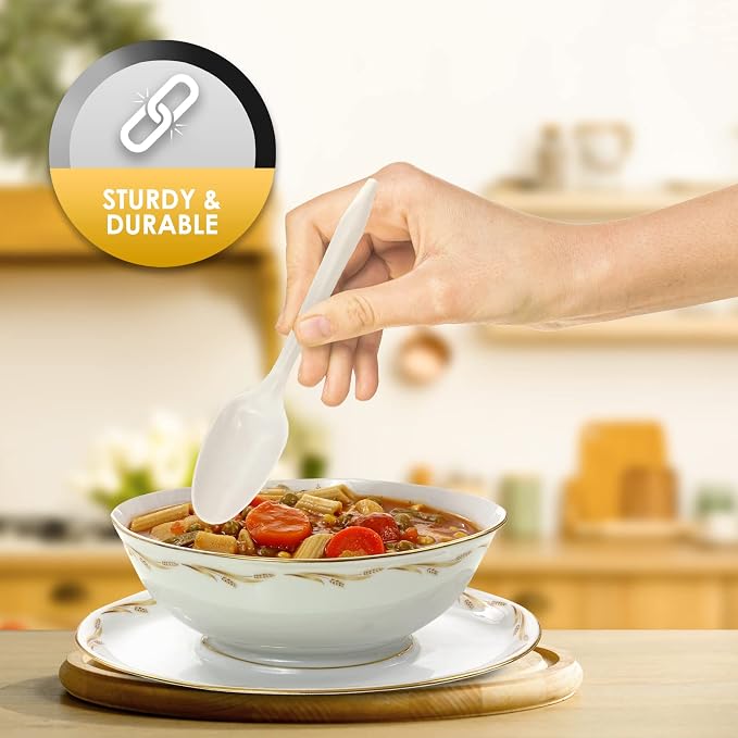 PAMI Medium Weight Disposable Plastic Teaspoons, Bulk Pack - Image 5