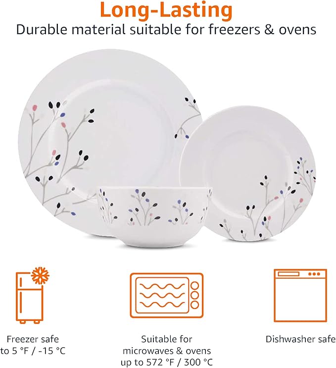 Amazon Basics 18-Piece Complete Kitchen Dinnerware Set, Microwave and - Image 3