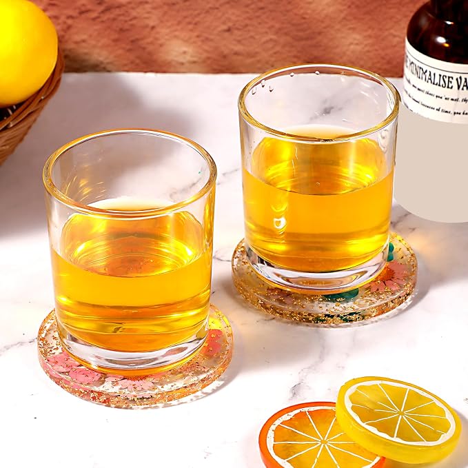 Amabro Dried Flower Drink Coasters, Floral Resin Drink Cup Mat Set of 2 - Image 2