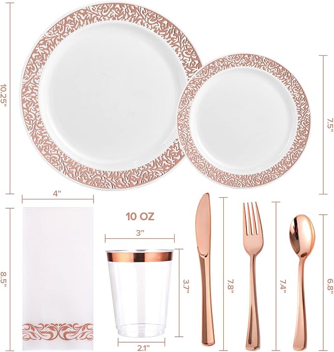 FOCUSLINE 175 Ct Rose Gold Dinnerware Set - Image 6