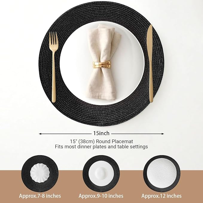 FunWheat Round Braided Placemats Set of 8 Place Mats - Image 2