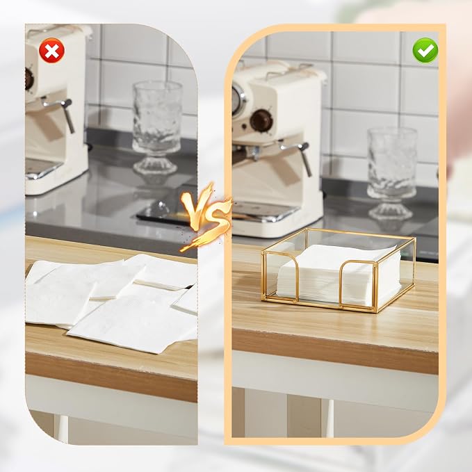 LemonRoad 2 Pcs Square Gold Napkin Holder - Image 5