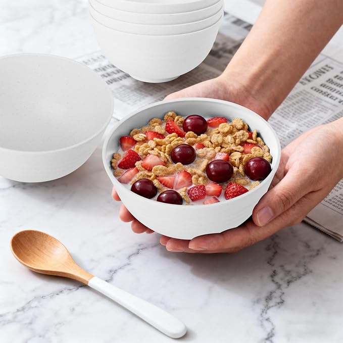 Wheat Straw Bowls 26 OZ, Plastic Bowls Reusable, Unbreakable Cereal Bowls Set - Image 6