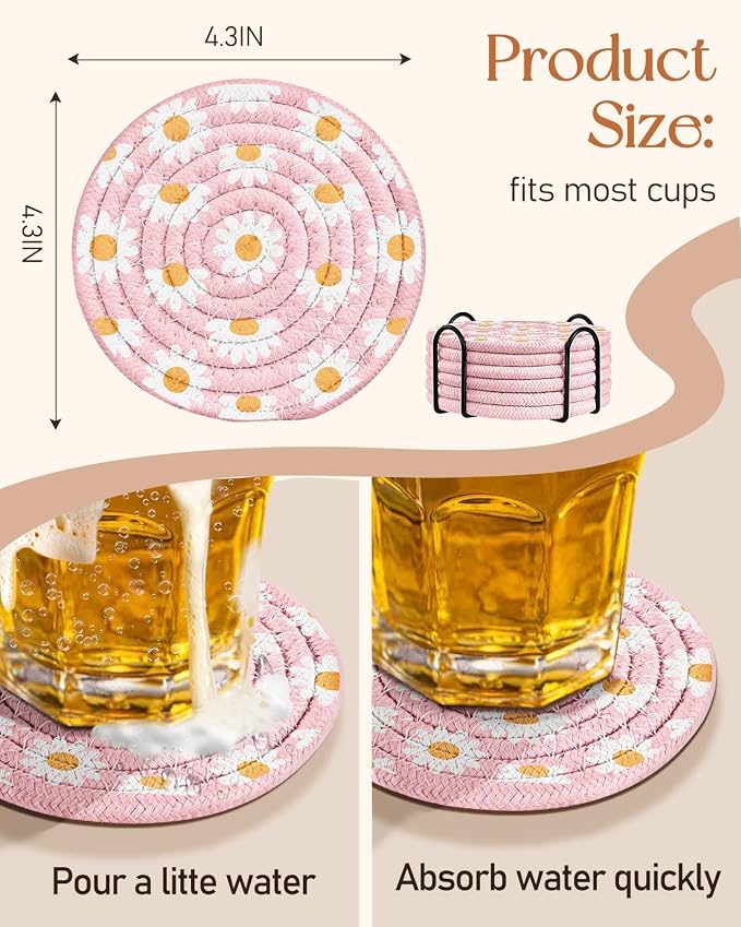 Absorbent Cup Coasters Set of 6 - Image 4
