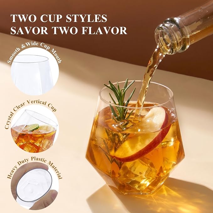 BESTSTAR 48 Pack Clear Plastic Wine Glasses Set BPA-Free Shatterproof | 24 9 OZ - Image 6