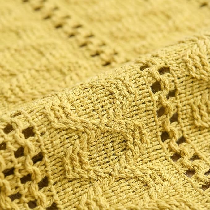 Artoid Mode Yellow Woven Farmhouse Hollow Table Runner 12x36 Inch | Holiday - Image 6