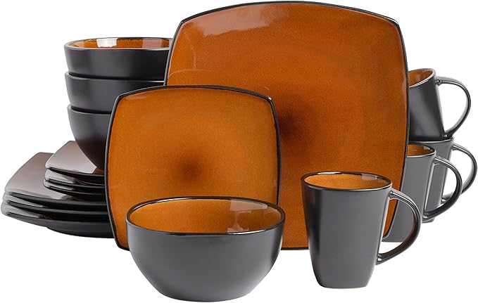 Gibson Elite Soho Lounge Square Reactive Glaze Stoneware Dinnerware Set by GibsonHomewares