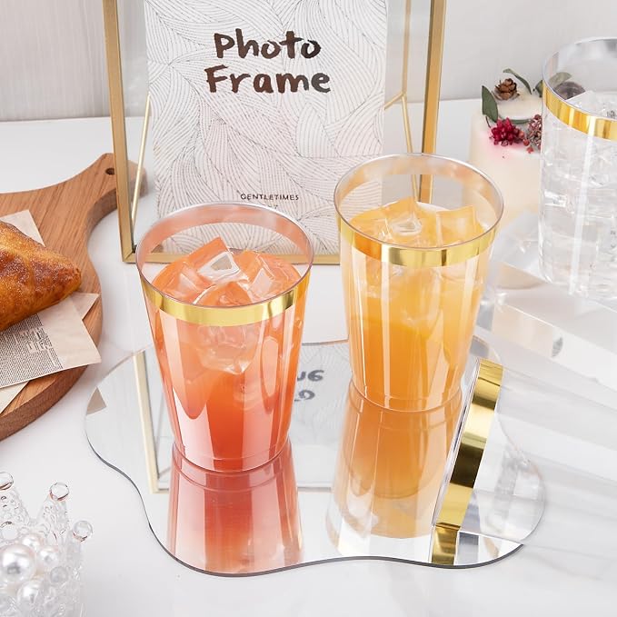 IOOOOO 100 Pack 12 oz Gold Plastic Cups, Disposable Wine Glasses Cocktail - Image 5