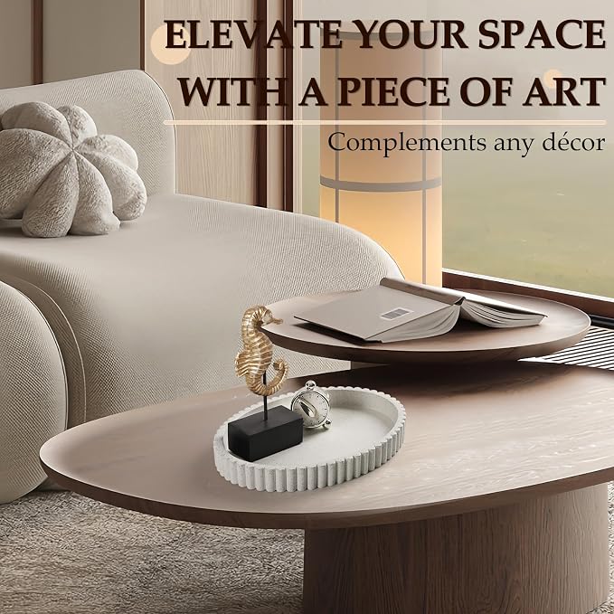 Oval Tray for Coffee Table Decor, Granite | Decorative Tray, Solid Concrete - Image 7