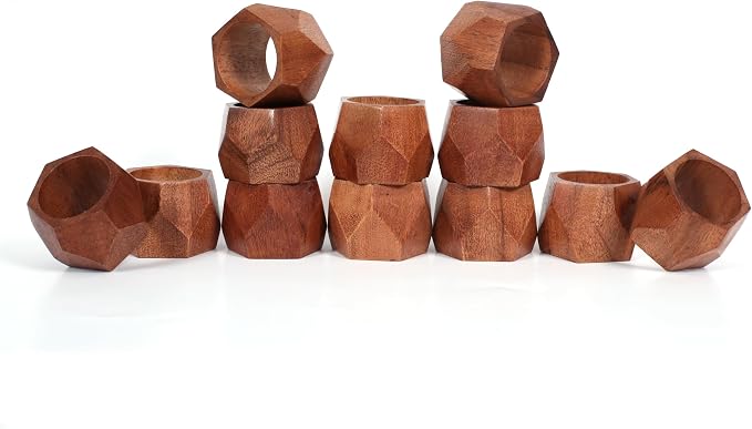ALPHA Living HOME Wooden Napkin Rings Set of 12 by ALPHALivingHOME