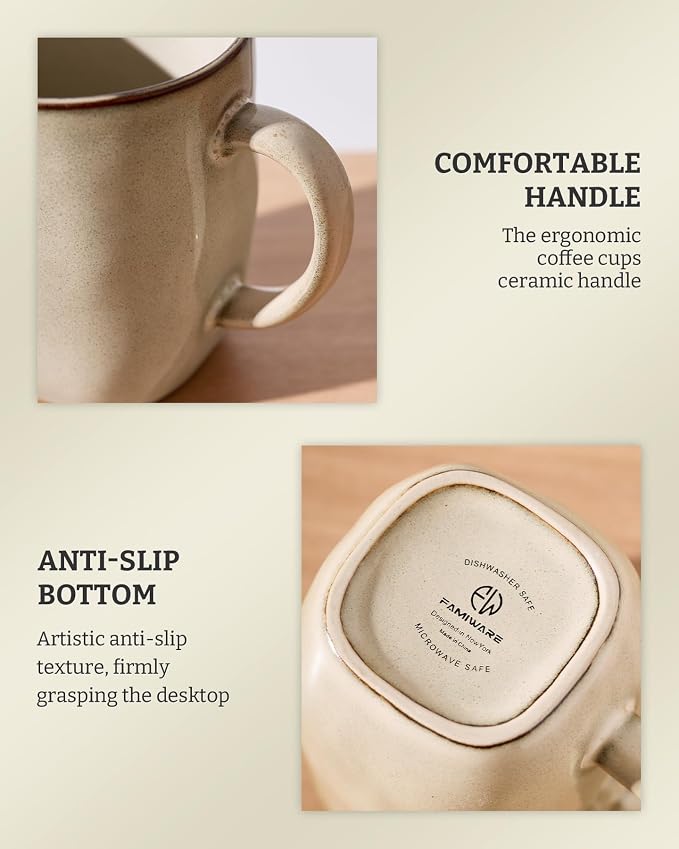famiware Coffee Mugs Set of 6, Ocean Square 13oz Coffee Cup Set - Image 7