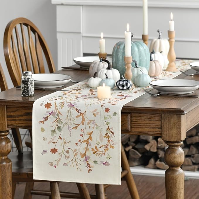 Artoid Mode 210 GSM Fall Table Runner 13x120 Inch Home Party Decor | Floral - Image 3