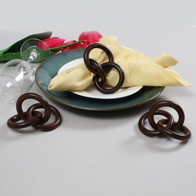 ALPHA Living HOME Wooden Napkin Rings Set of 12 - Image 3