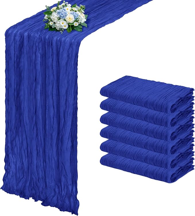 6 Pack Royal Blue Cheesecloth Table Runner 17x108 Inch Semi Sheer Boho Gauze by Unknown