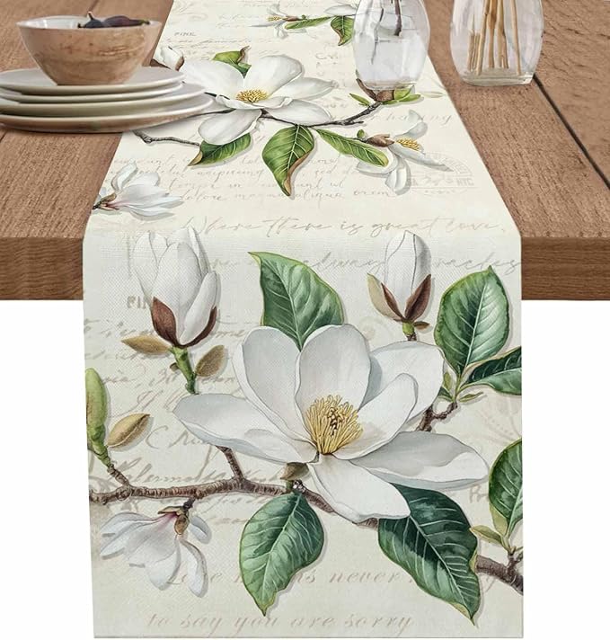 Vintage Floral Spring Table Runners 36 Inches Long, Rustic Botanical Table by Unknown