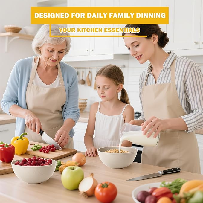 Unbreakable Wheat Straw Kitchen Cereal Bowl 40 OZ, Microwave & Dishwasher Safe - Image 7
