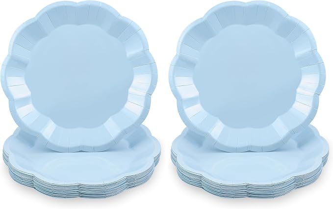 NatNarr 30 pcs Light Blue Plates 7 inch Scalloped Blue Dessert Cake Plates Cute by NatNarr