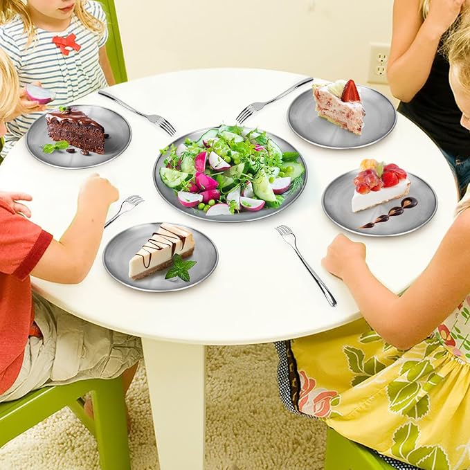 Metal Camping Plates, 4 Pack 9.1 inch 304 Stainless Steel Plates, Reusable - Image 6
