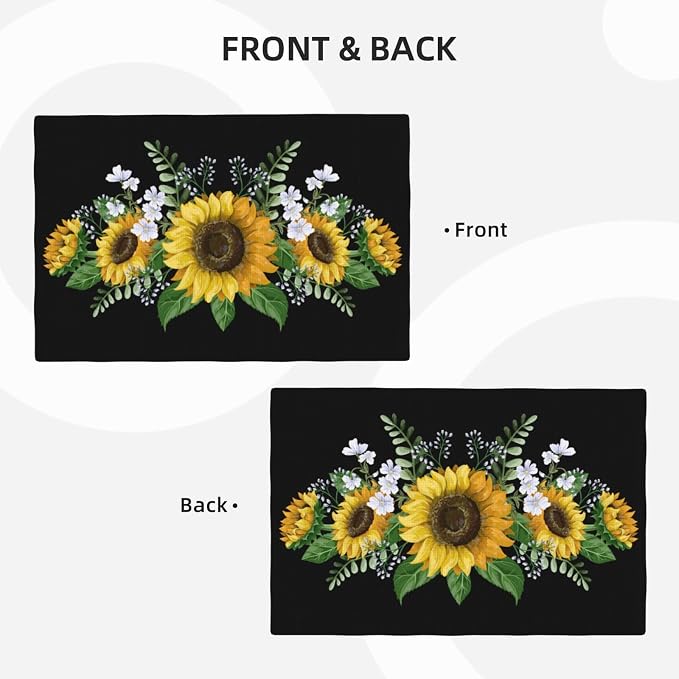 Fiokroo Sunflowers Wild Flowers Placemats Set of 6 Table Mats Table Tableware - Image 3
