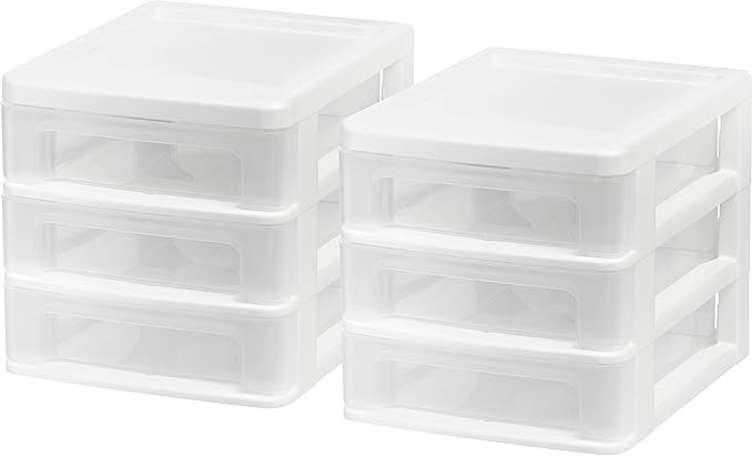 IRIS USA 2-Pack, 3-Drawer Small Plastic Stacking Desktop Organizer, stationery - Image 5