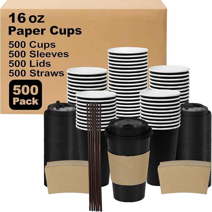 16 oz 500 Pack Coffee Cups by COOLCAP