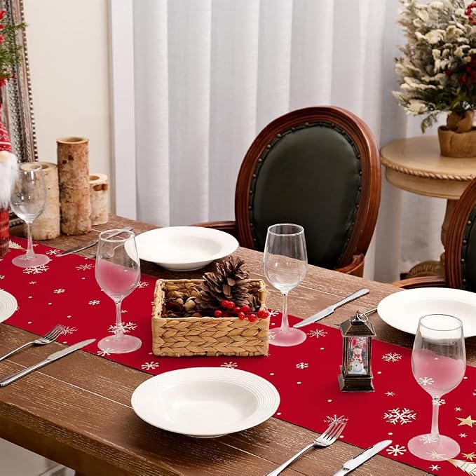 Christmas Table Runner 13x120 Inch, Xmas Trees Snowflakes Holiday Decorative - Image 8