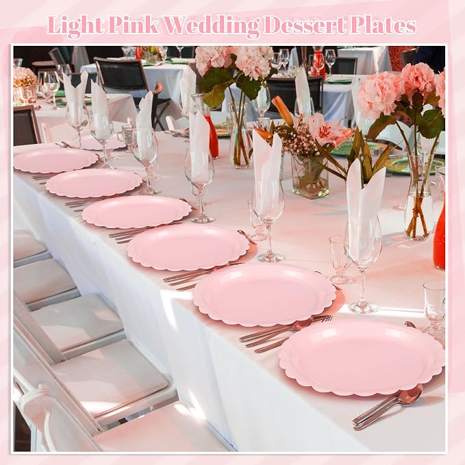 NatNarr 30 Pcs Pink Paper Plates, Bridal Baby Shower, Oil- and Water-Resistant - Image 7