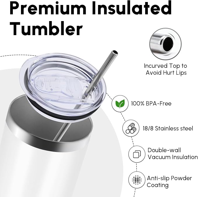 Volhoply 8 Pack Skinny Tumblers - Image 3