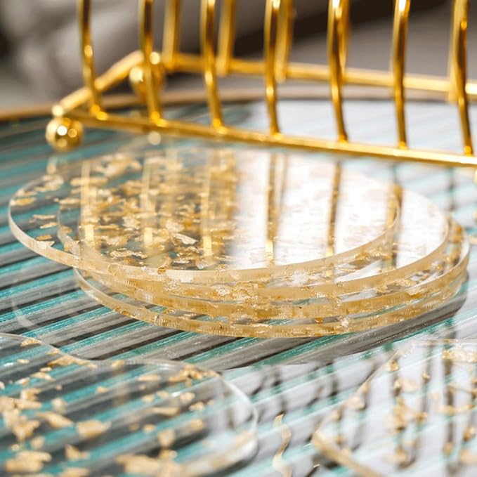6PCS Gold Foil Acrylic Cup Coasters - Image 6