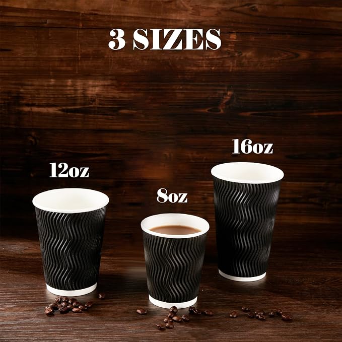Lamosi 12 oz Disposable Coffee Cups 120 Pack Insulated Corrugated Paper Cup | - Image 5