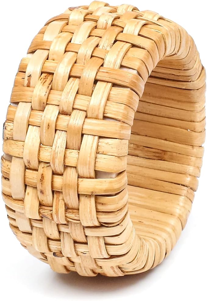 Lightnpro Natural Rattan Decorative Napkin Rings Set of 12, Serviette Napkin - Image 5