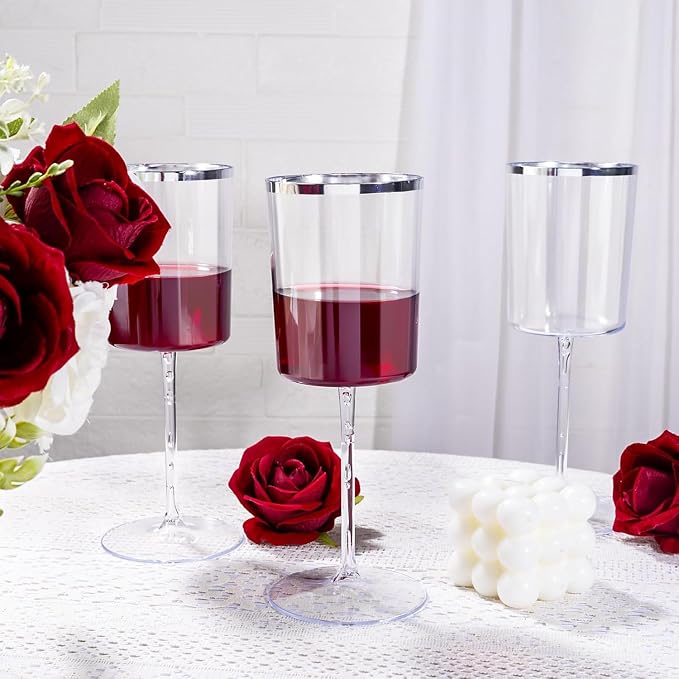 Ciaell 12 Pack Silver Plastic Wine Glasses - Image 5