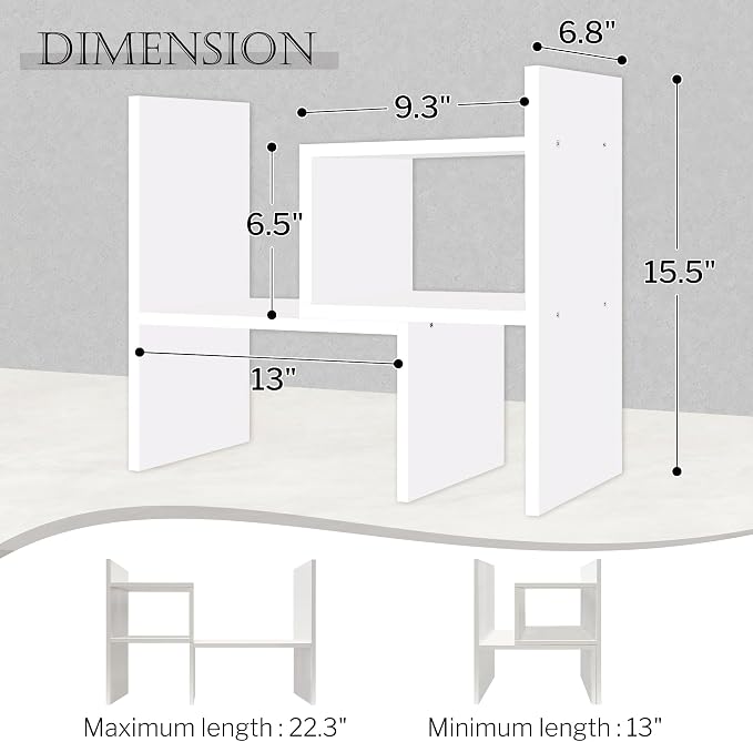 Jerry & Maggie - Desktop Organizer Office Storage Rack Adjustable Wood Display - Image 2