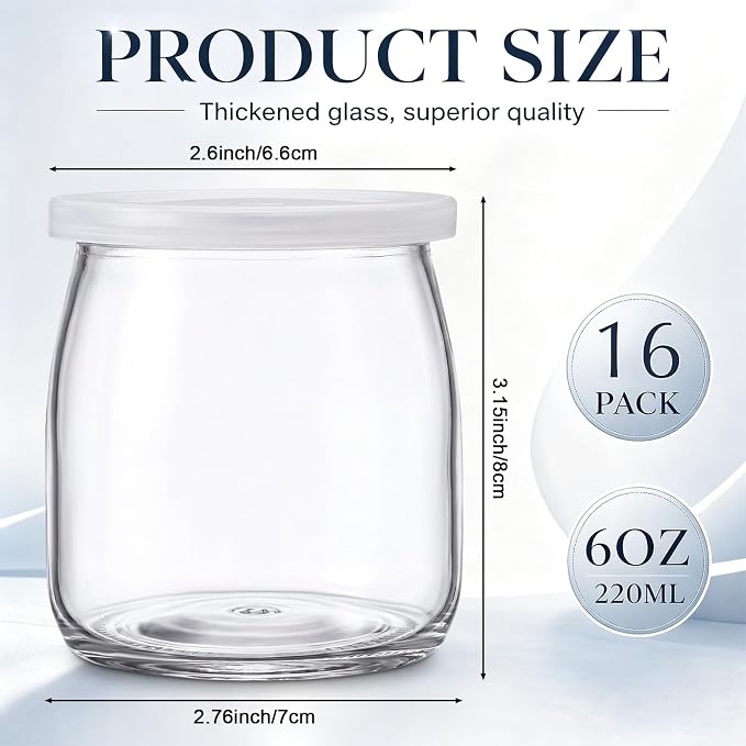 16 Pcs 6oz Small Glass Yogurt Cups - Image 2