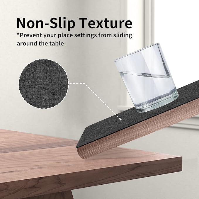 Maxpearl Faux Leather Placemats Set of 4, Dark Grey | Waterproof - Image 5