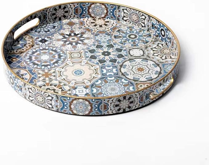 Round Serving Tray with Handles by FUUKOU