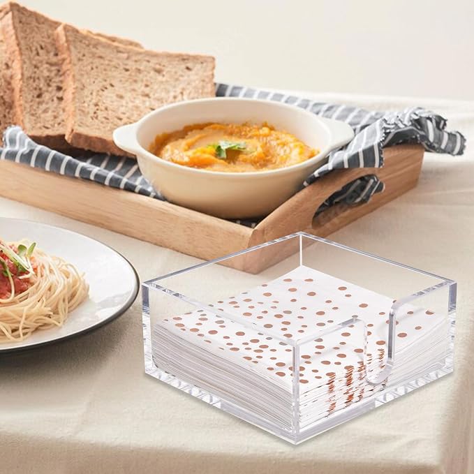 Rubtlamp 2 Pack Napkin Holder, 5.5x5.5x2.6 Inch Square Cocktail napkin holder - Image 4